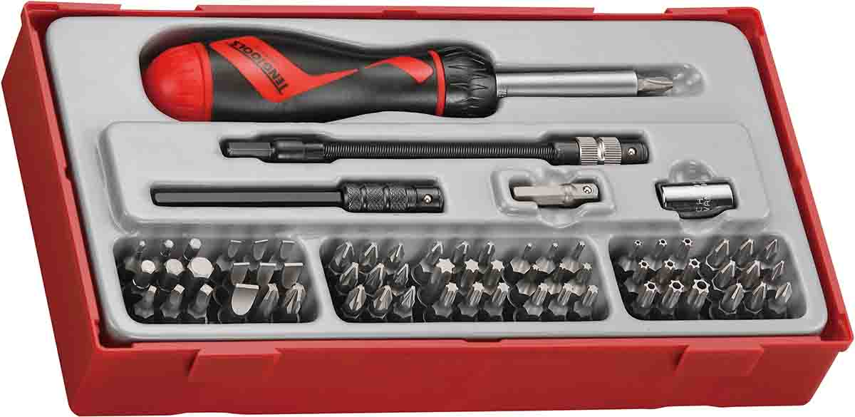 Teng Tools Bits driver set 74 Pieces, Hexagon, Phillips, Slotted, Torx