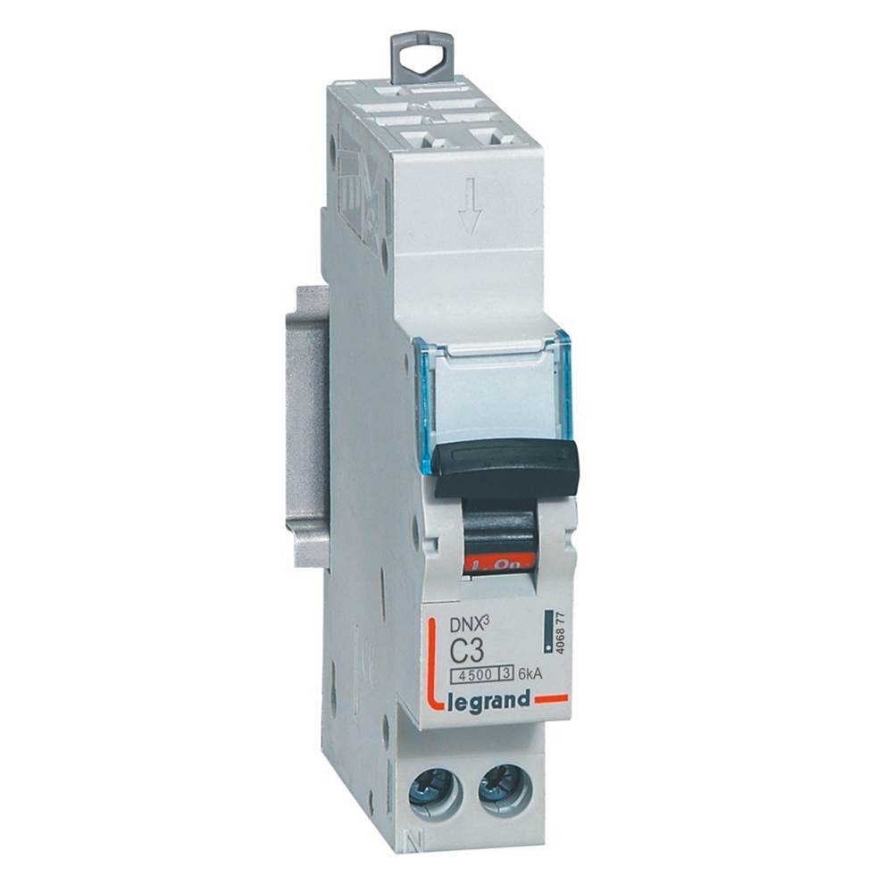 Legrand DNX3 Circuit Breaker, 1+N, 3A Curve C, 230V AC, 6 kA Breaking Capacity