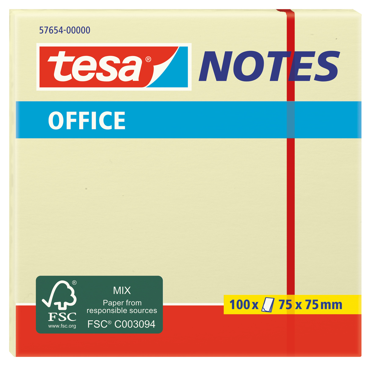 Tesa Yellow Sticky Note, 100 Notes per Pad, 75mm x 75mm
