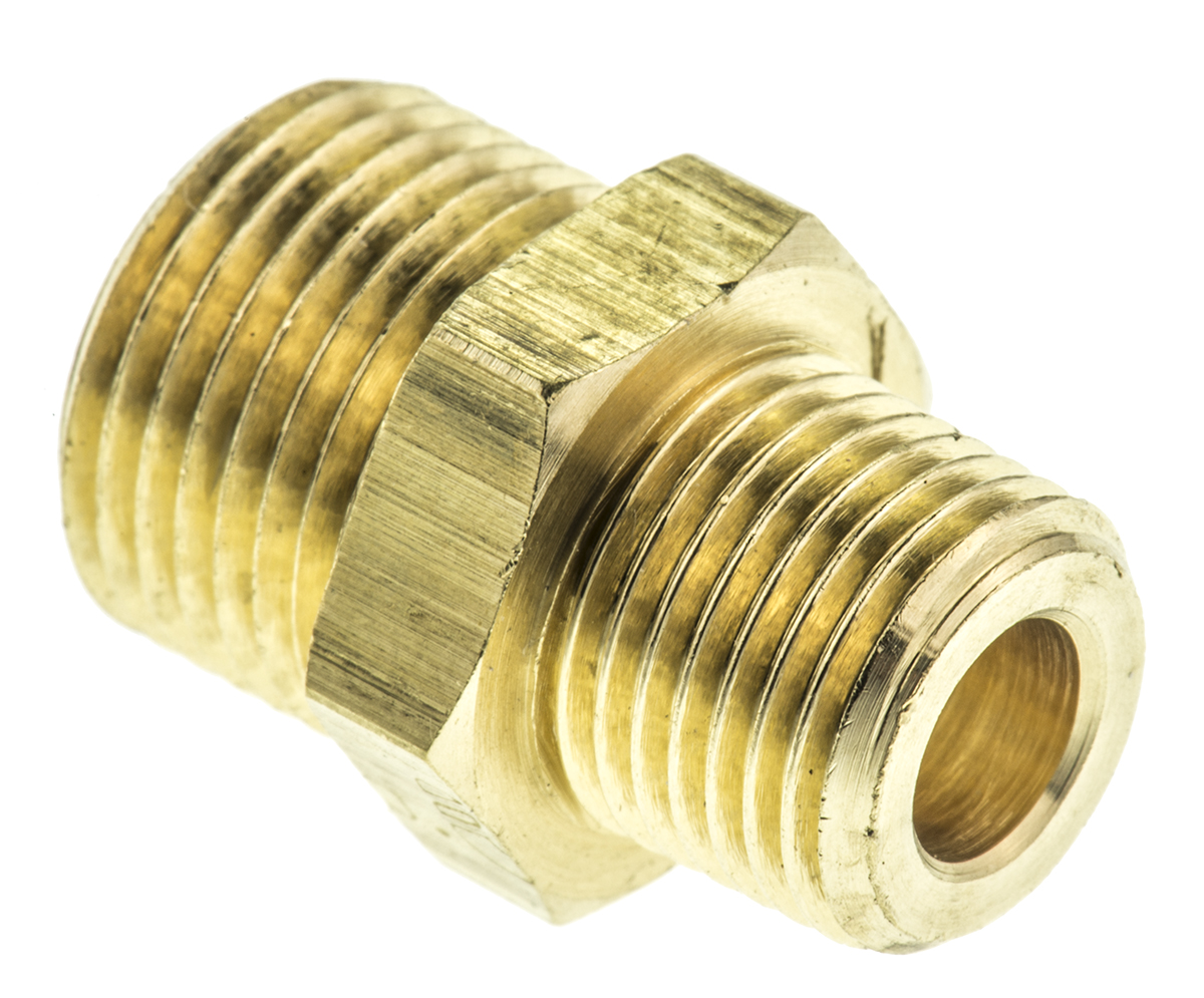 Legris Brass Pipe Fitting, Straight Compression Coupler, Male R 1/8in to Female 8mm