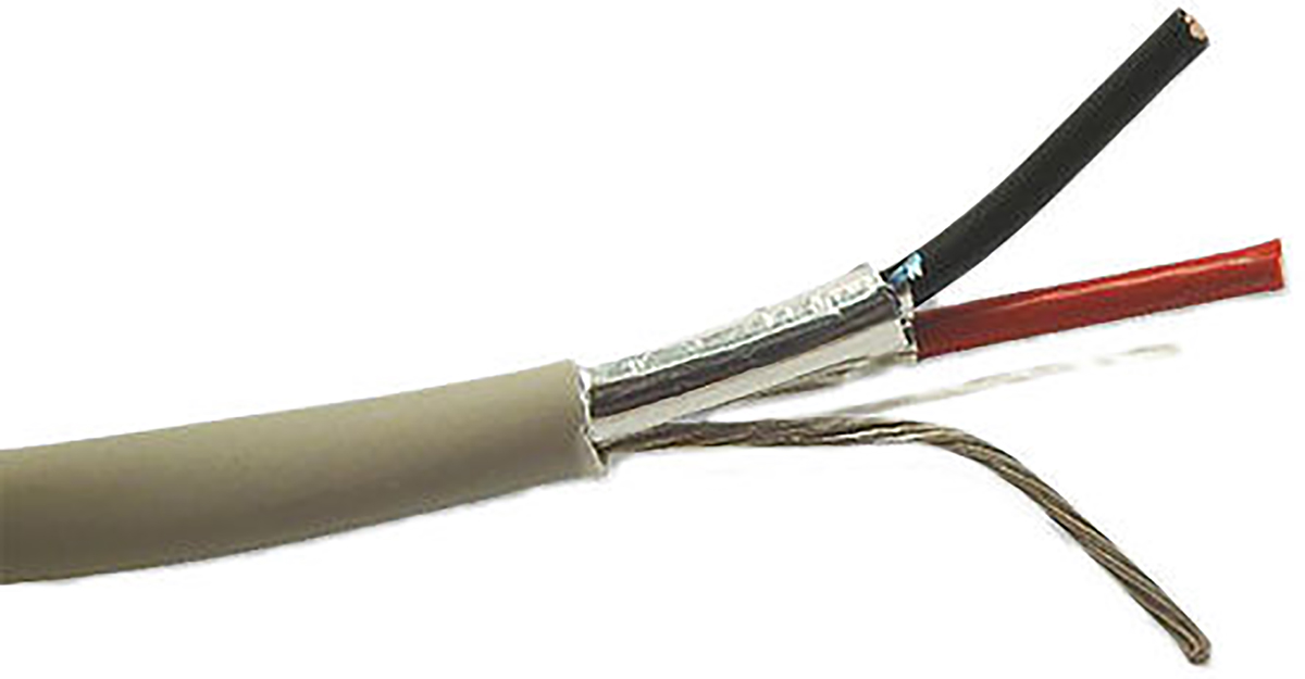 Belden 4500FE Control Cable, 2 Cores, 0.33 mm² 22 AWG, Screened, 100 m, Grey Polypropylene Sheath
