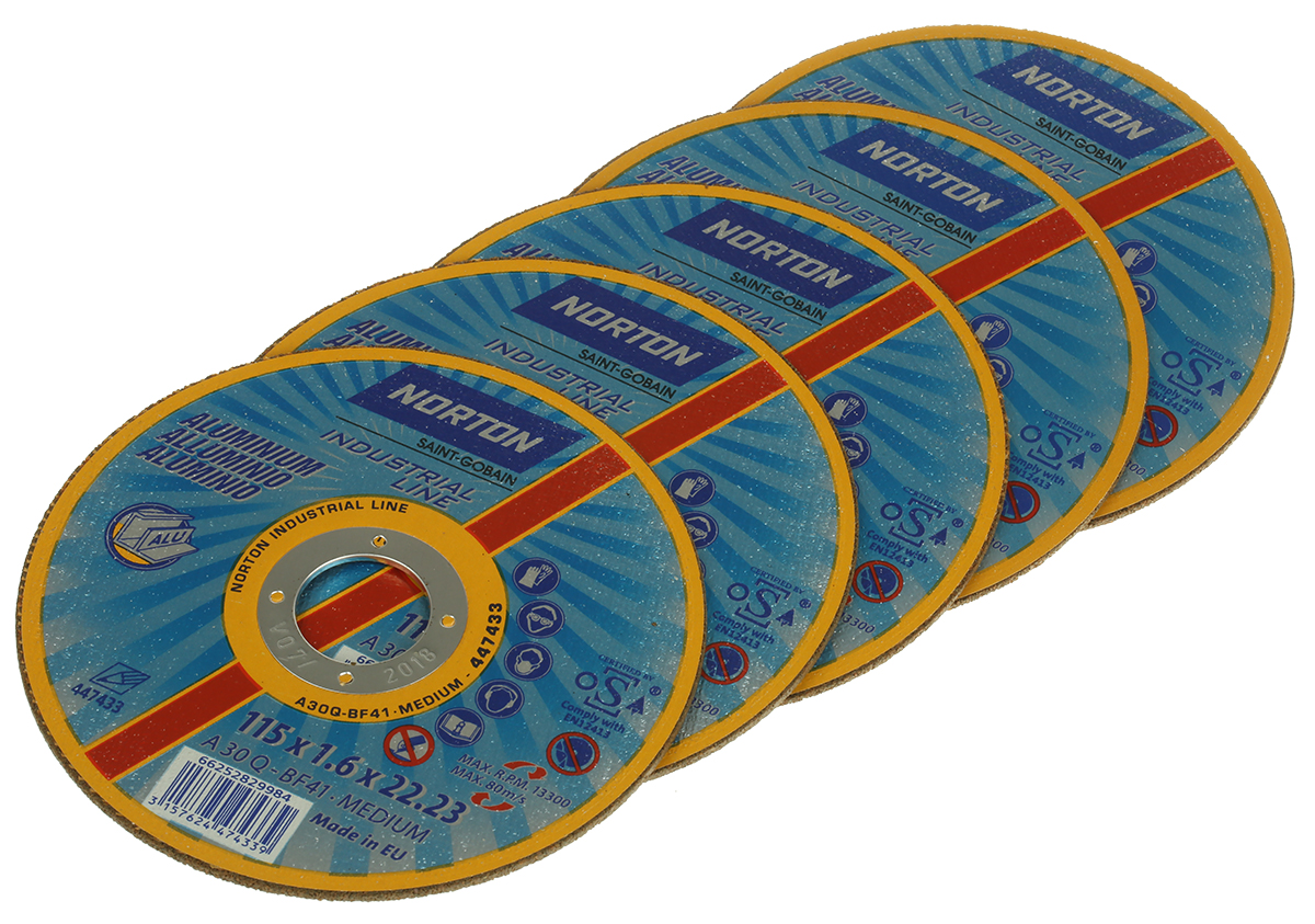 Norton Aluminium Oxide Cutting Disc, 115mm x 1.6mm Thick, P30 Grit