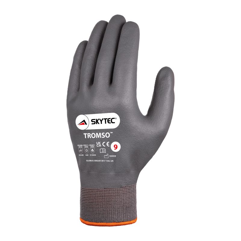 Skytec Tromso Grey Acrylic, Nylon Nylon Work Gloves, Size 9, Microporous Nitrile Coating