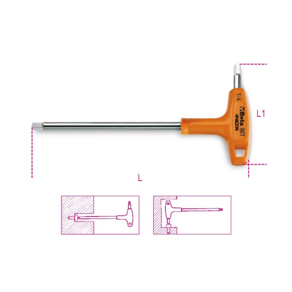 BETA T Shape Imperial Hex Key, 5/16in