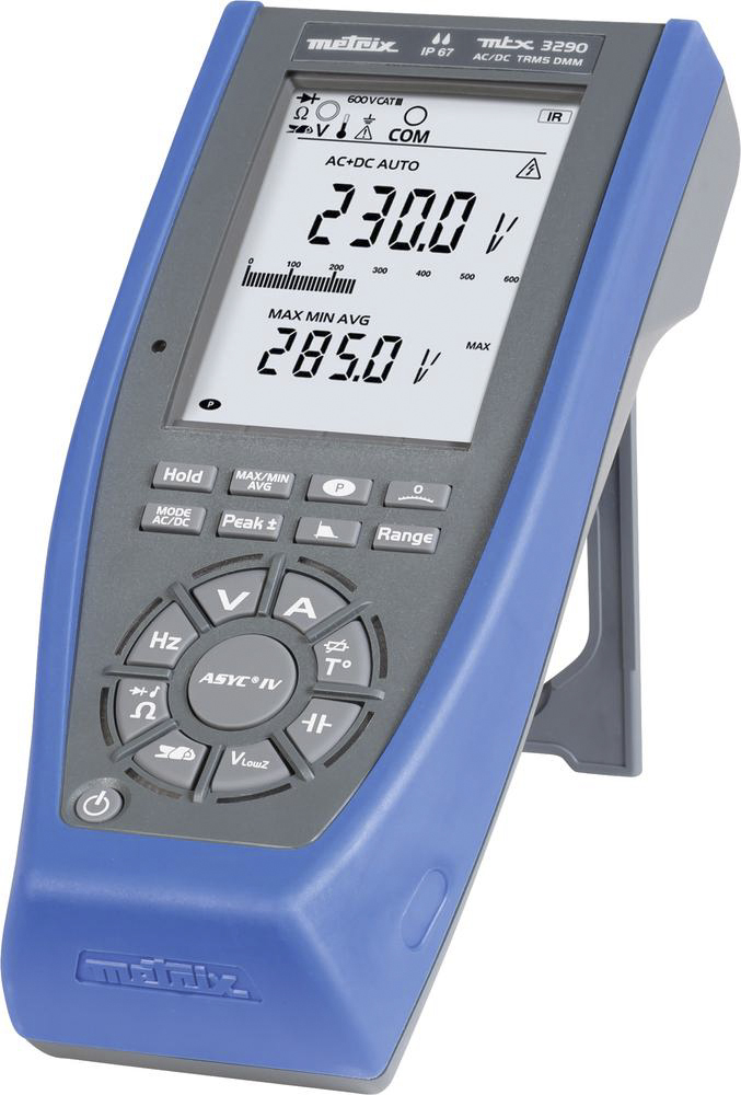 Metrix MTX 3290 Handheld Digital Multimeter, True RMS, 20A ac Max, 20A dc Max, 600V ac Max