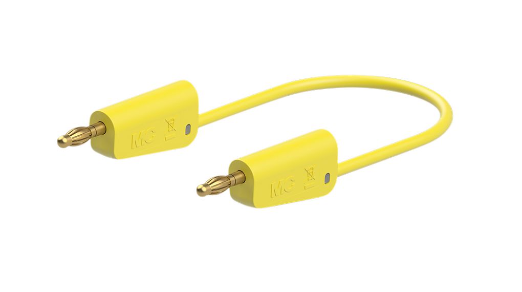 Staubli Test lead, 19A, 30 → 60V, Yellow, 50cm Lead Length