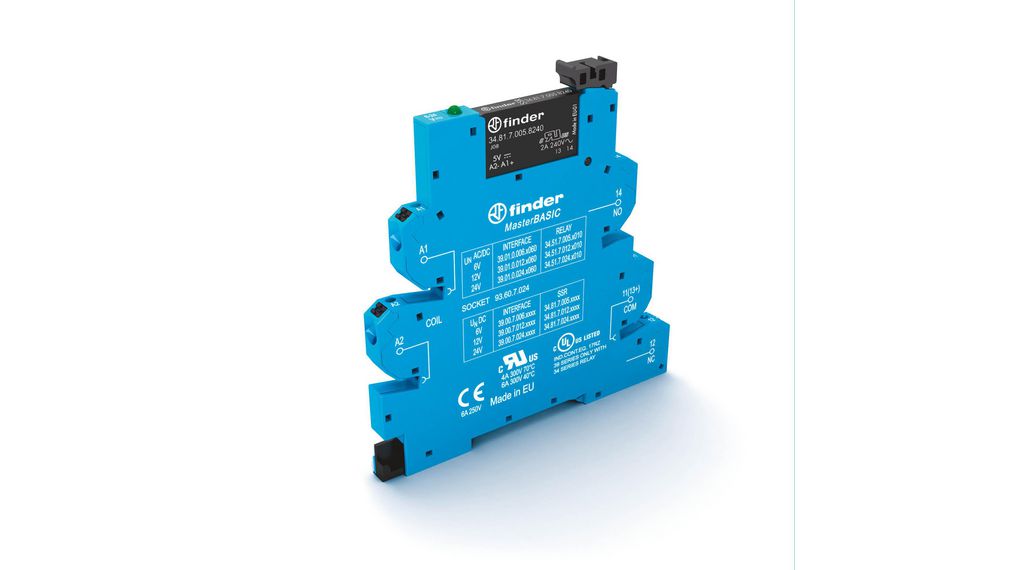 Finder 39 Series Solid State Relay, 80 A Load, DIN Rail Mount, 240 V ac/dc Load, 275 V ac/dc Control