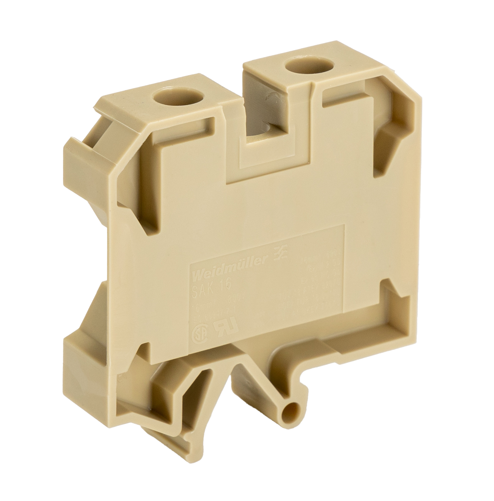 Weidmuller 0271060000 SAK 16 Series Beige, Yellow, 16mm², Single-Level, Feed Through Termination