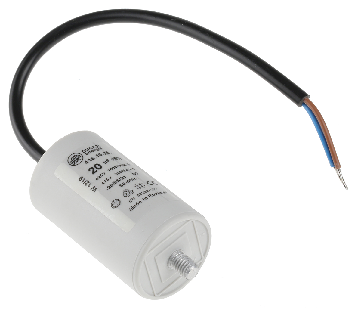 Ducati Energia 4.16.10 Polypropylene Film Capacitor, 400 → 500V ac, ±5%, 20μF, Stud Mount