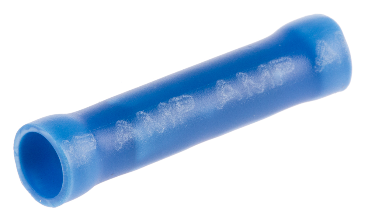 TE Connectivity, PLASTI-GRIP Butt Splice Connector, Blue, Insulated, Tin 16 → 14 AWG