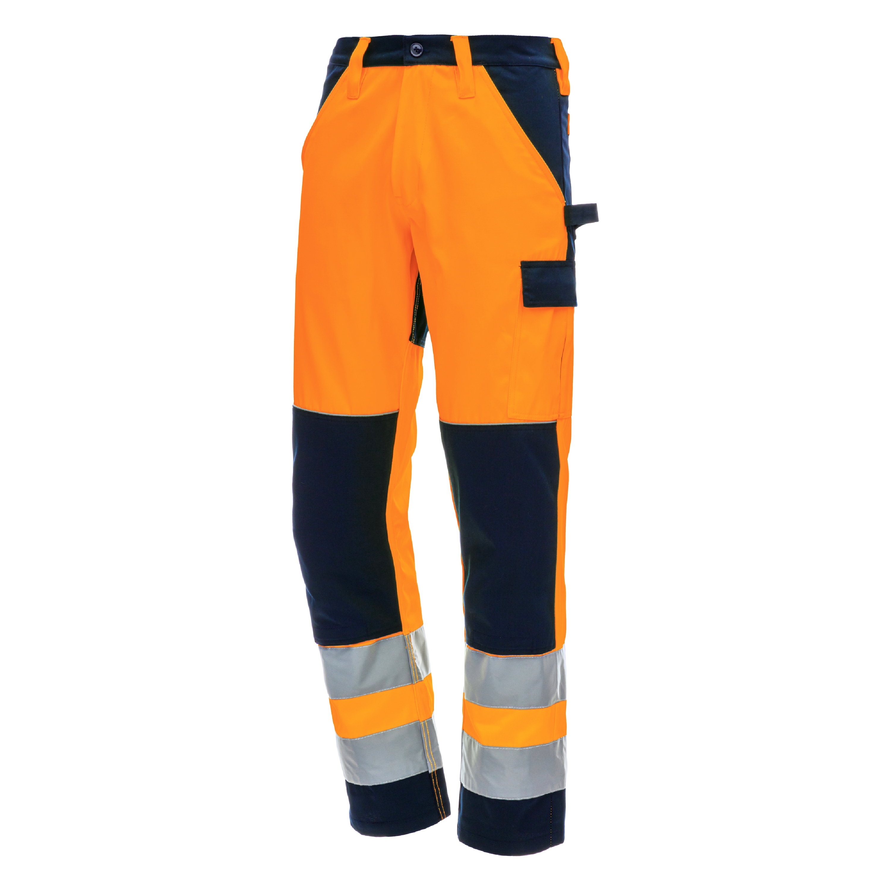NITRAS SAFETY MOTION TEX VIZ Hi Vis Trouser Back Belt Loop, Reflective Stripes, Lightweight Comfort, Breathable,