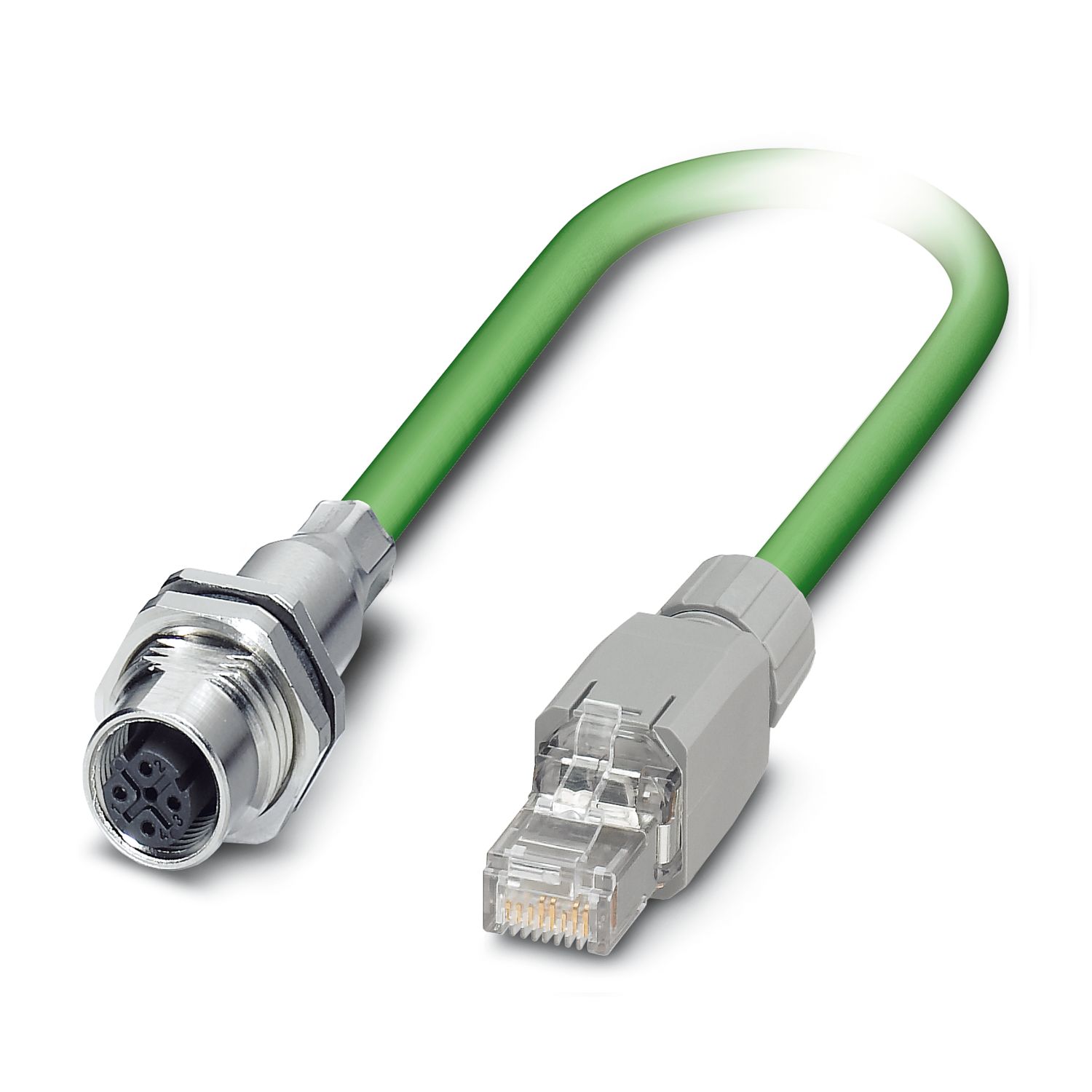 Phoenix Contact, 1m Cat5e, Green M12 to Female RJ45, Aluminium Foil, Tinned Copper Braid Shielded, Terminated
