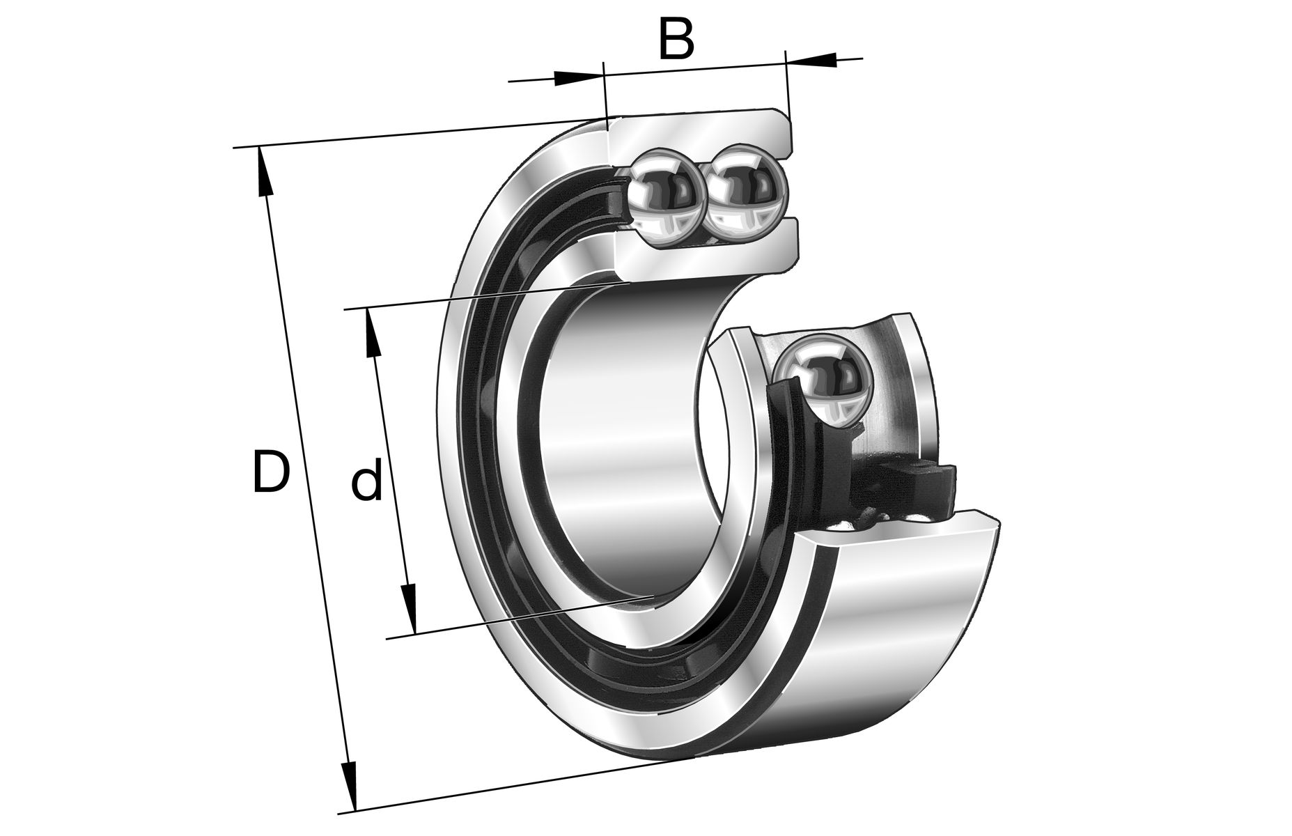 FAG 3216-B-TVH 2 Row Ball Bearing - 80 mm ID, 140 mm OD 44.4 mm Race Width