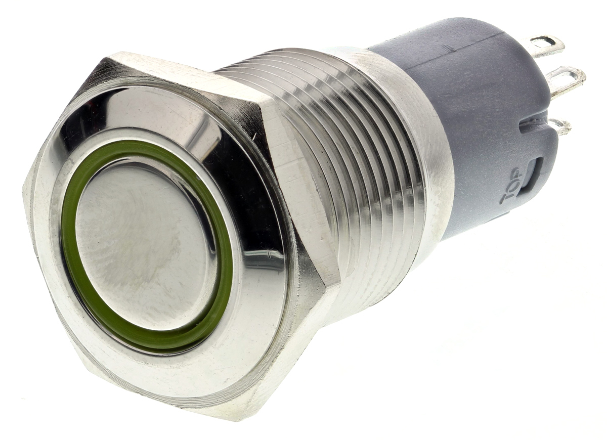 RS PRO Illuminated Push Button Switch, Momentary, Panel Mount, 16mm Cutout, SPDT, Yellow LED, 250V ac, IP65, IP67