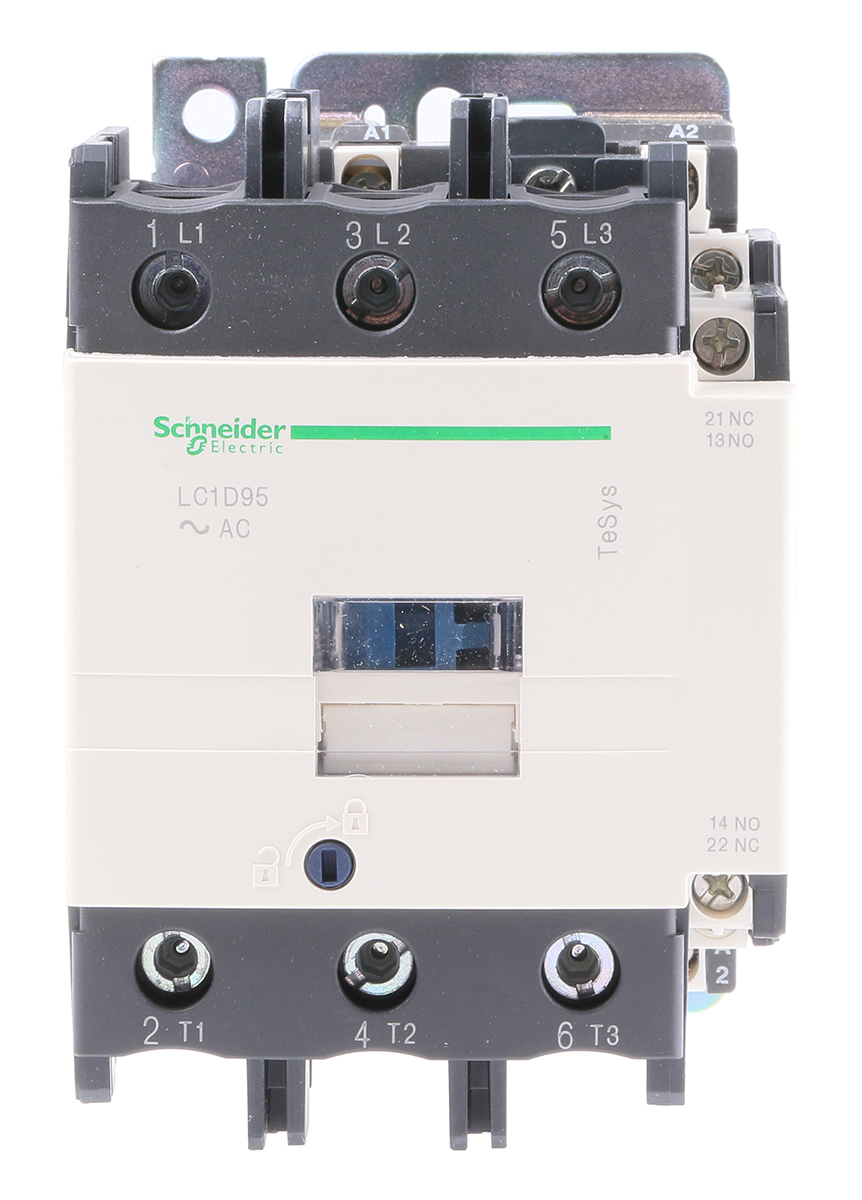 Schneider Electric TeSys D LC1D Contactor, 115 V ac Coil, 3-Pole, 95 A, 45 kW, 3NO, 1 kV ac