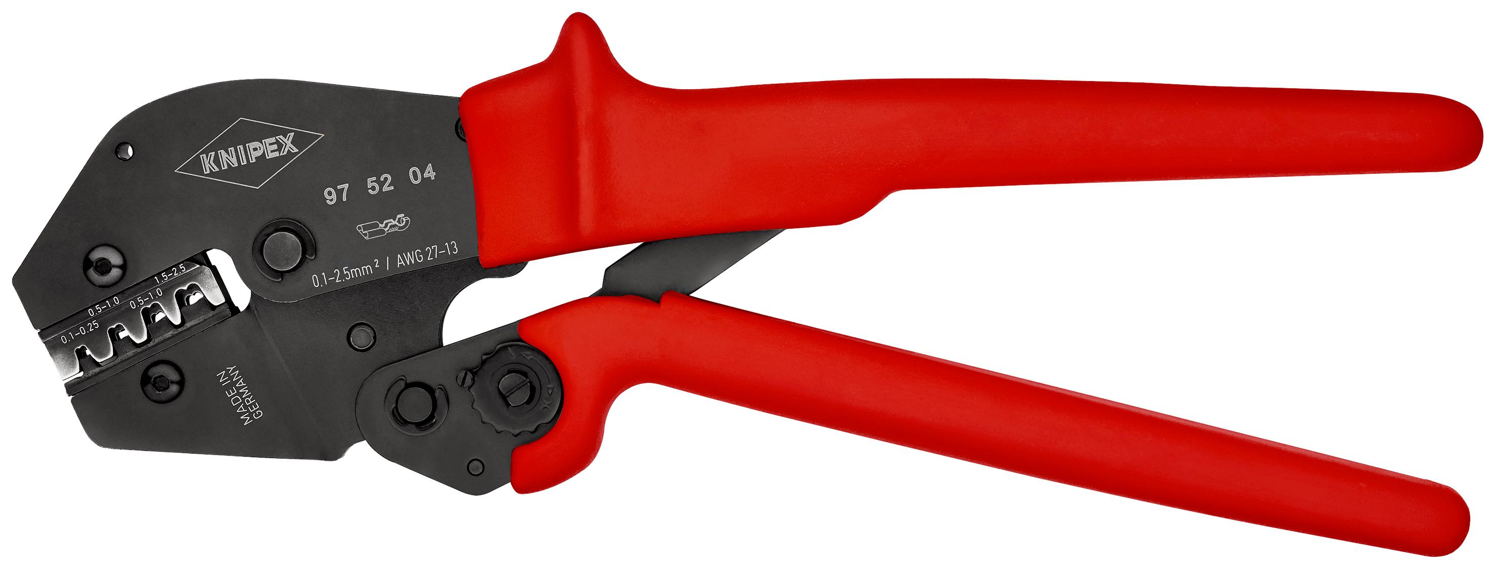Knipex 97 Hand Ratcheting Crimp Tool for Uninsulated Open Barrel Terminals, 0,1 → 2,5mm² Wire