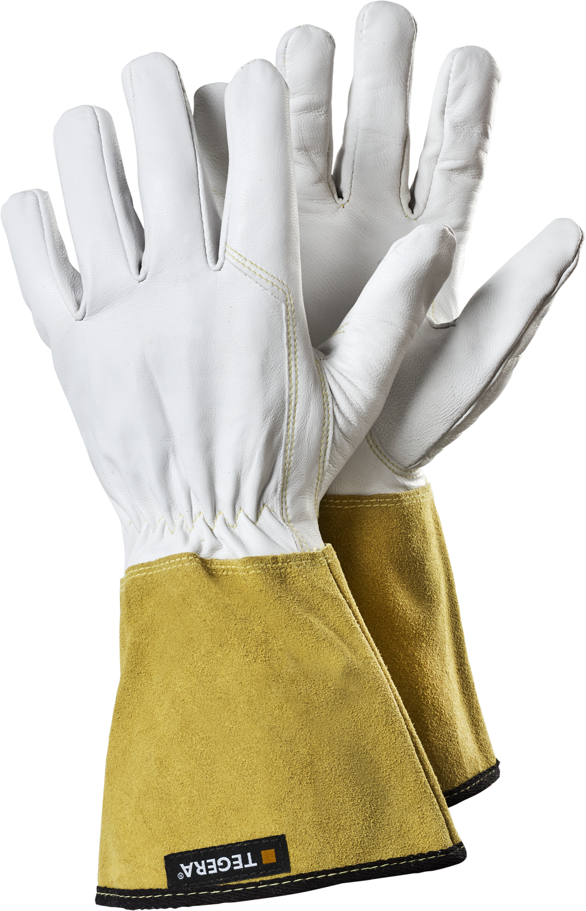 Tegera 126A Yellow, White Unlined Leather Welding Gloves, Size 10, Leather Coating