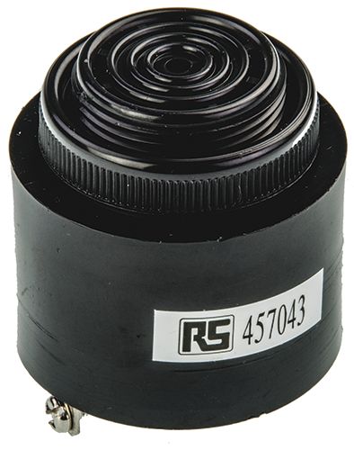 RS PRO 91dB Panel Mount Fast Pulse Internal Piezo Buzzer, 43 (Dia.) x 43mm, 60V ac/dc Min, 250V ac/dc Max