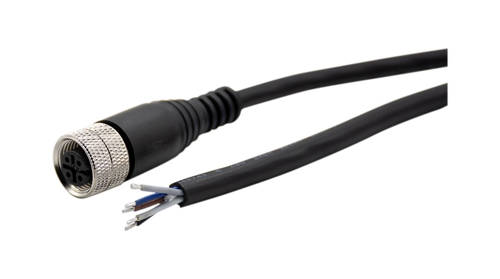 RND Female 5 way Straight M12 to Free End Cable Connector Cable, 2 m