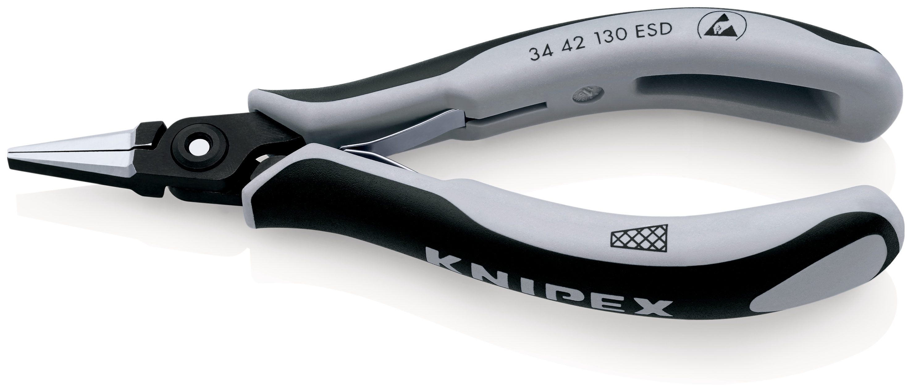 Knipex 34 42 Electronics Pliers, Round Nose Pliers, 136 mm Overall, Flat, Straight Tip, 22mm Jaw, ESD