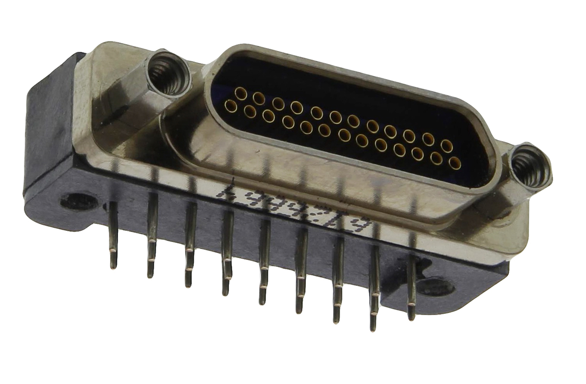 Glenair MWDM 25 Way Right Angle Through Hole D-sub Connector Socket, 2.54mm Pitch