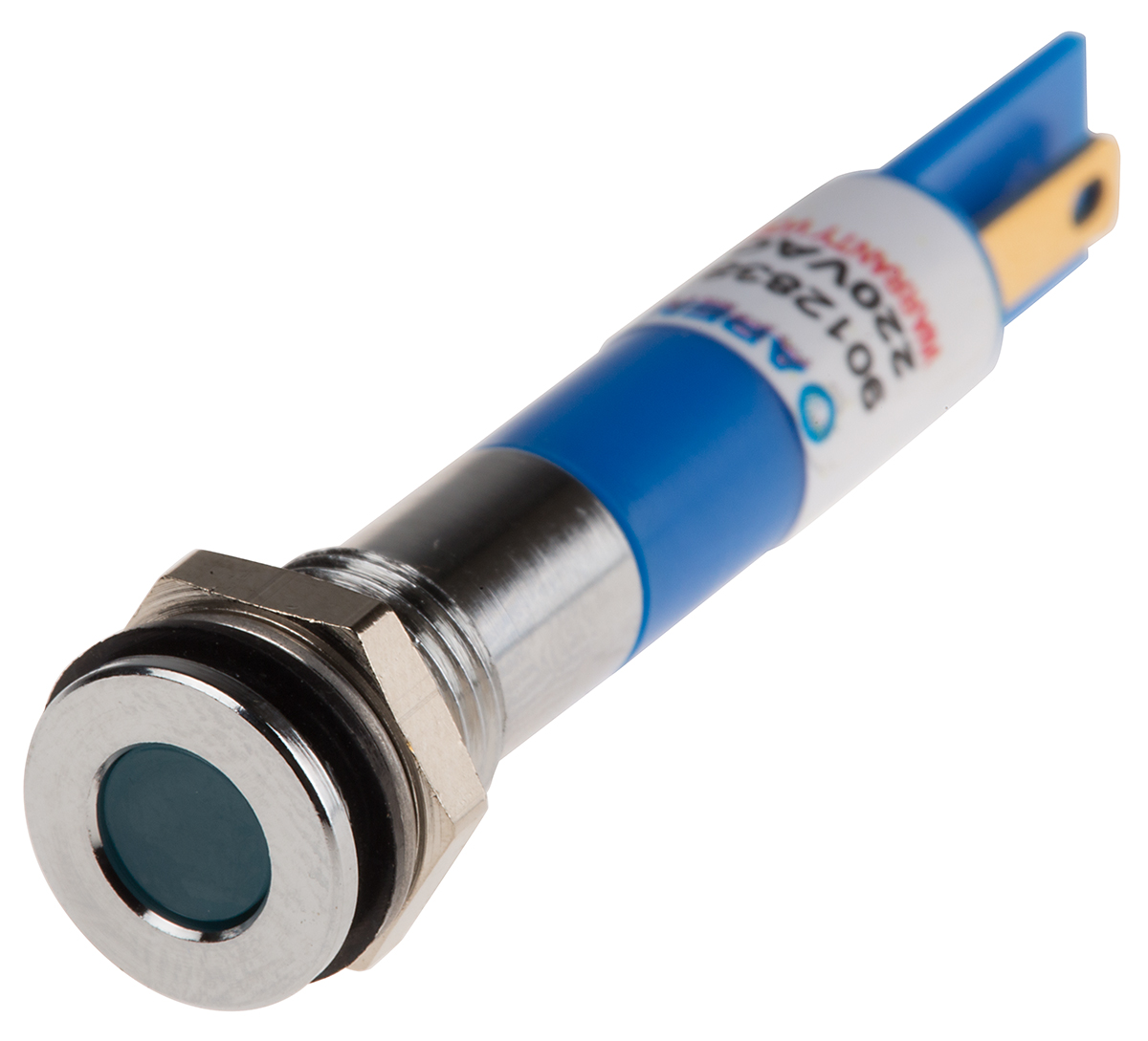 RS PRO Blue Panel Mount Indicator, 220V ac, 8mm Mounting Hole Size, IP67