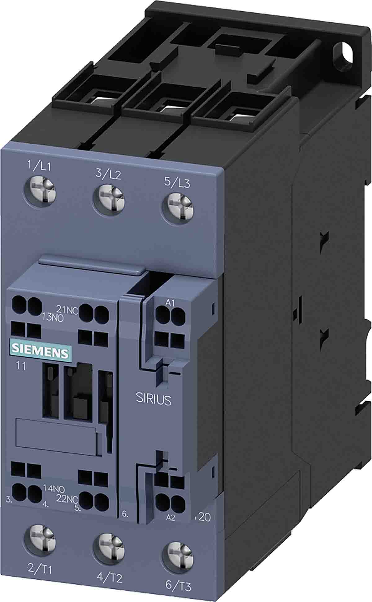 Siemens SIRIUS 3RT Size S2, 3RT2 Contactor, 20 → 33 V ac/dc Coil, 3-Pole, 65 A, 30 kW, 1NO + 1NC