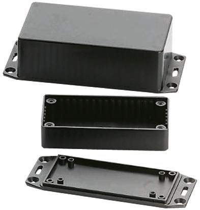 Hammond 1591 Series Black ABS Enclosure, IP54, Flanged, Black Lid, 100 x 50 x 21mm