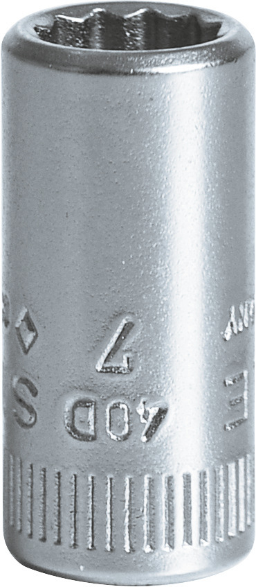 STAHLWILLE 1/4 in Drive 7mm Standard Socket, 12 point, 23 mm Overall Length
