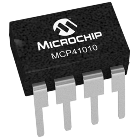 MCP41010-I/P, Digital Potentiometer 10kΩ 256-Position Linear Serial-SPI 8 Pin, PDIP
