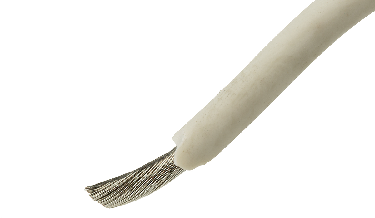Alpha Wire Hook-up Wire Silicone Series White 5.2 mm² Hook Up Wire, 10 AWG, 105/0.25 mm, 30m, Silicone Rubber
