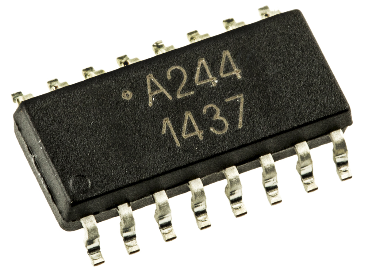 Broadcom, ACPL-244-500E AC Input Transistor Output Quad Optocoupler, Surface Mount, 16-Pin SOIC