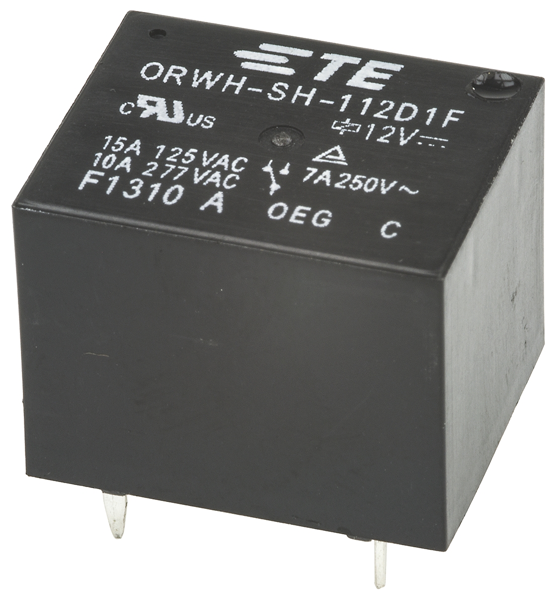 TE Connectivity PCB Mount Power Relay, 12V dc Coil, 10A Switching Current, SPDT