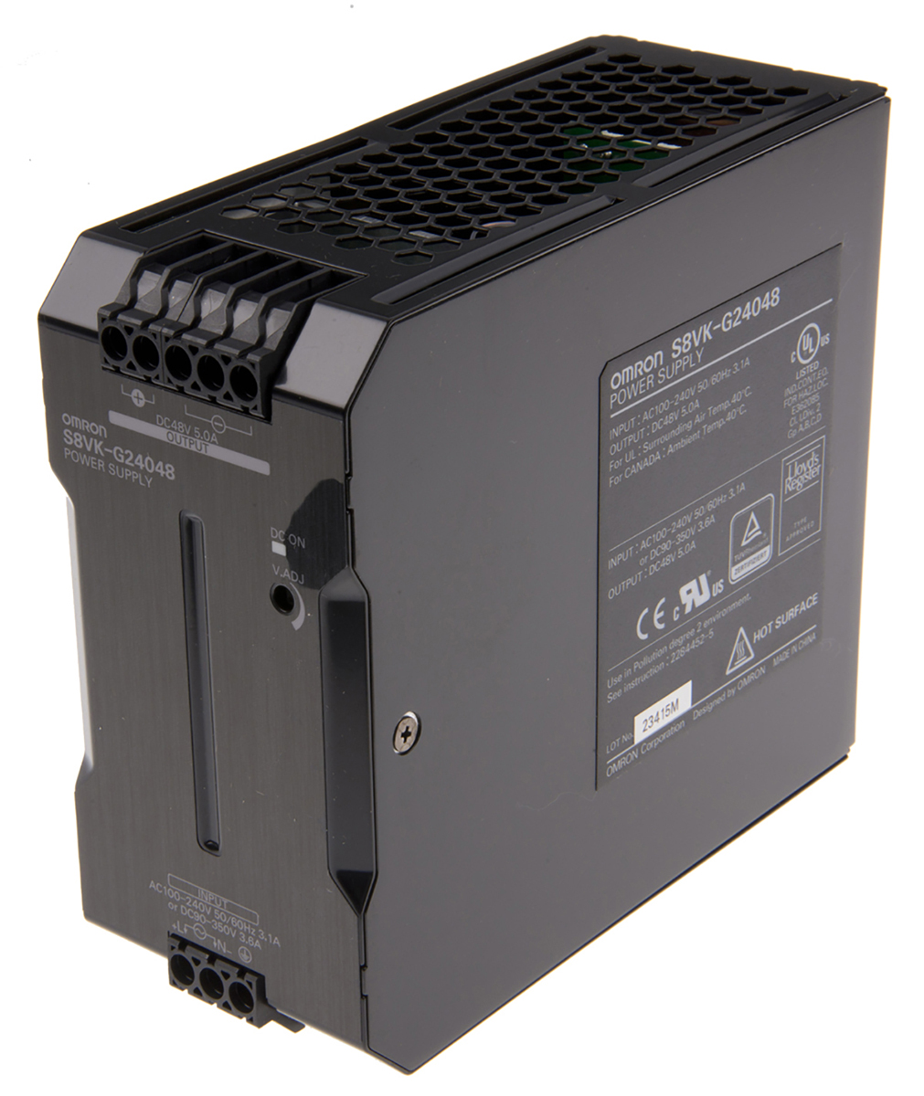 Omron S8VK-G Switched Mode DIN Rail Power Supply, 100 → 240 V ac / 90 → 350V dc ac, dc Input, 48V dc dc