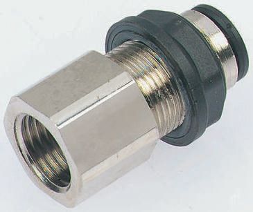 Legris LF3000 Series Bulkhead Threaded-to-Tube Adaptor, G 1/4 Female to Push In 4 mm, Threaded-to-Tube Connection Style