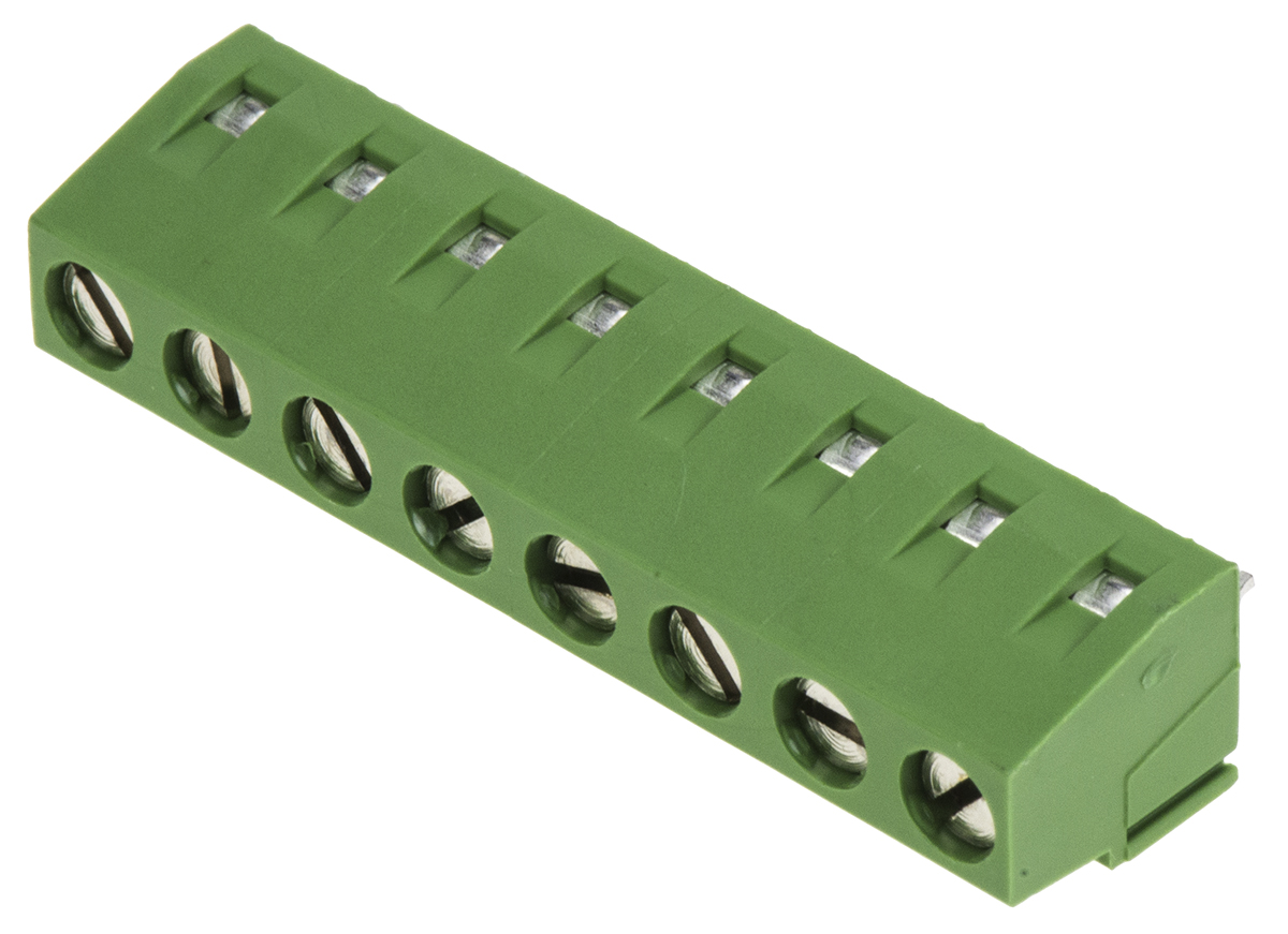 TE Connectivity Buchanan Series PCB Terminal Strip, 8-Contact, 5mm Pitch, Through Hole Mount, 1-Row, Screw Termination