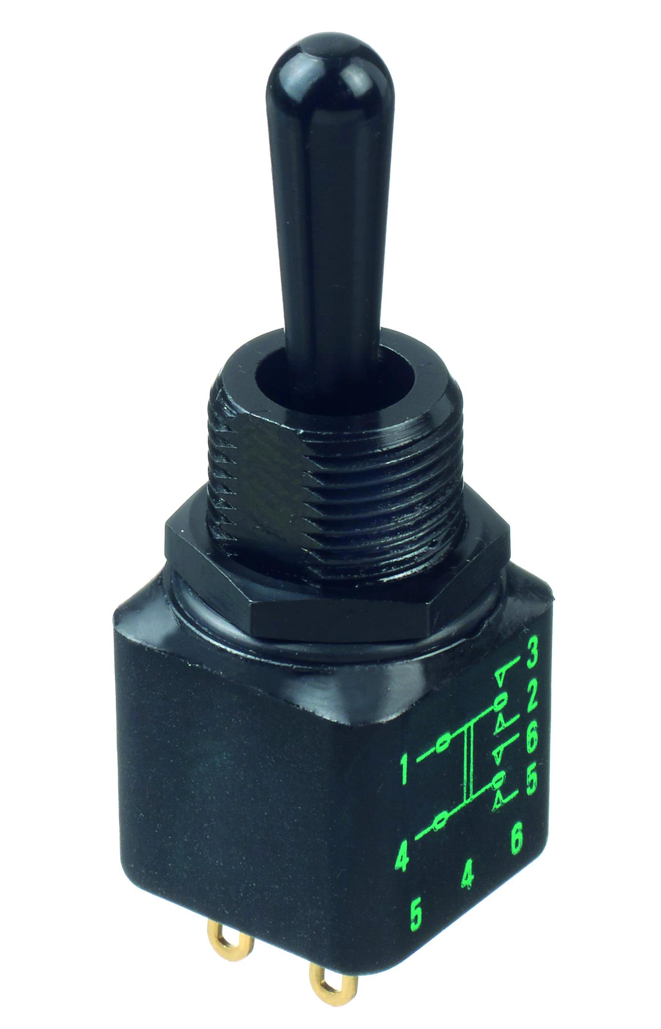 APEM Toggle Switch, Panel Mount, On-Off-On, DPST, Solder Lug Terminal, 30V dc