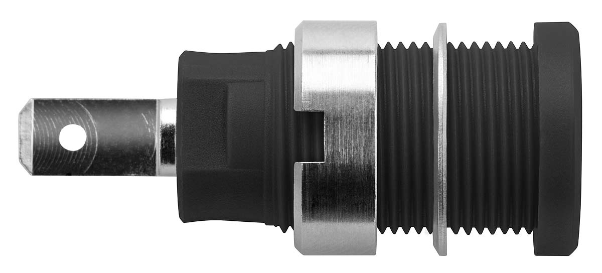 Schutzinger Black Female Banana Socket, 4 mm Connector, Tab Termination, 24A, 1000V, Nickel Plating