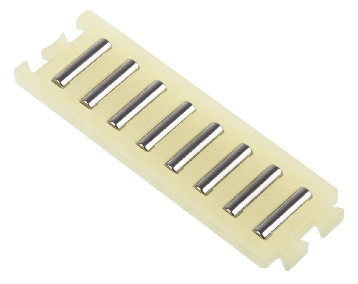 INA Single Flat Cage Assembly for Needle Rollers, 9 rollers per cage, 2.5mm roller diameter