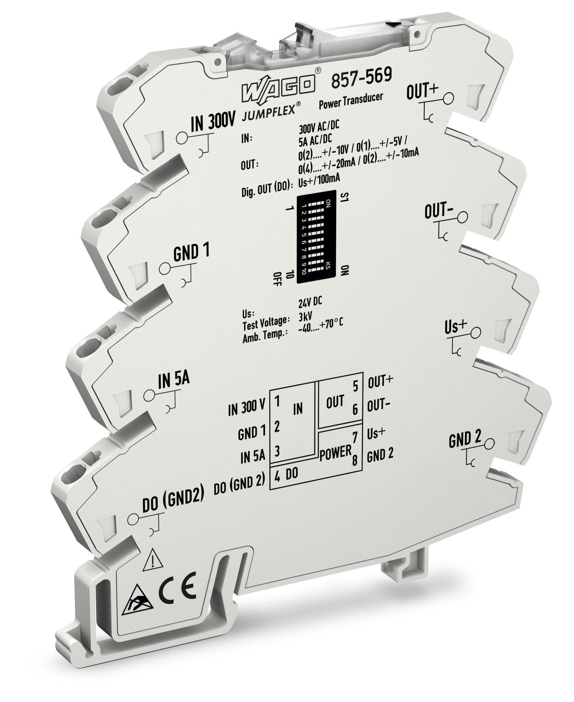 WAGO Jumpflex Series Signal Conditioner, Current, Voltage Input, Current, Voltage Output, 24V dc Supply