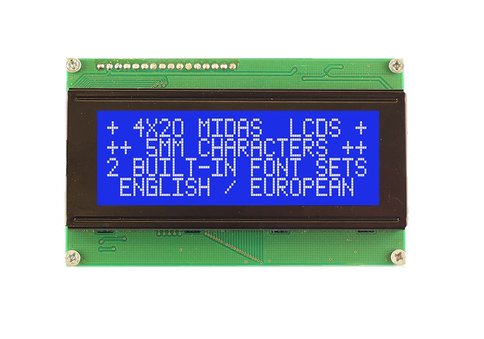 Midas MC42005A6WK-BNMLW-V2 Alphanumeric LCD Alphanumeric Display, 4 Rows by 20 Characters
