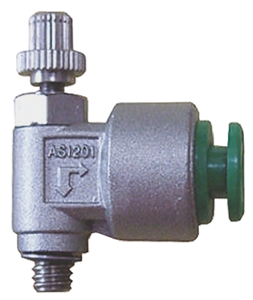 SMC AS Series Threaded Speed Controller, R 1/8 Male Inlet Port x R 1/8 Male Outlet Port x 6mm Tube Outlet Port