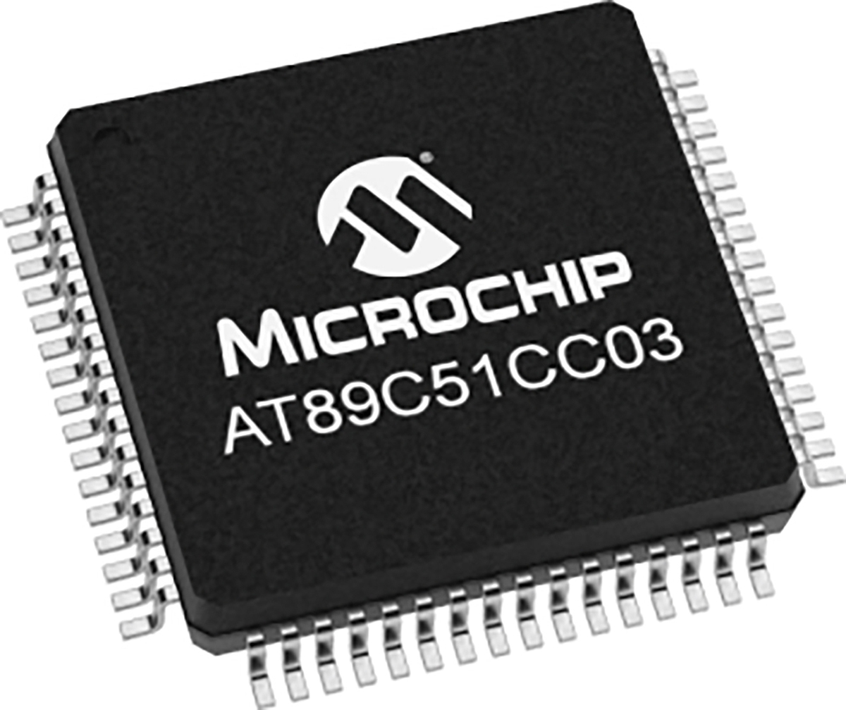 Microchip, 8 bit 80C51, AT89C51CC03 Microcontroller, 40 MHz, 64kB FLASH, 64-Pin VQFP