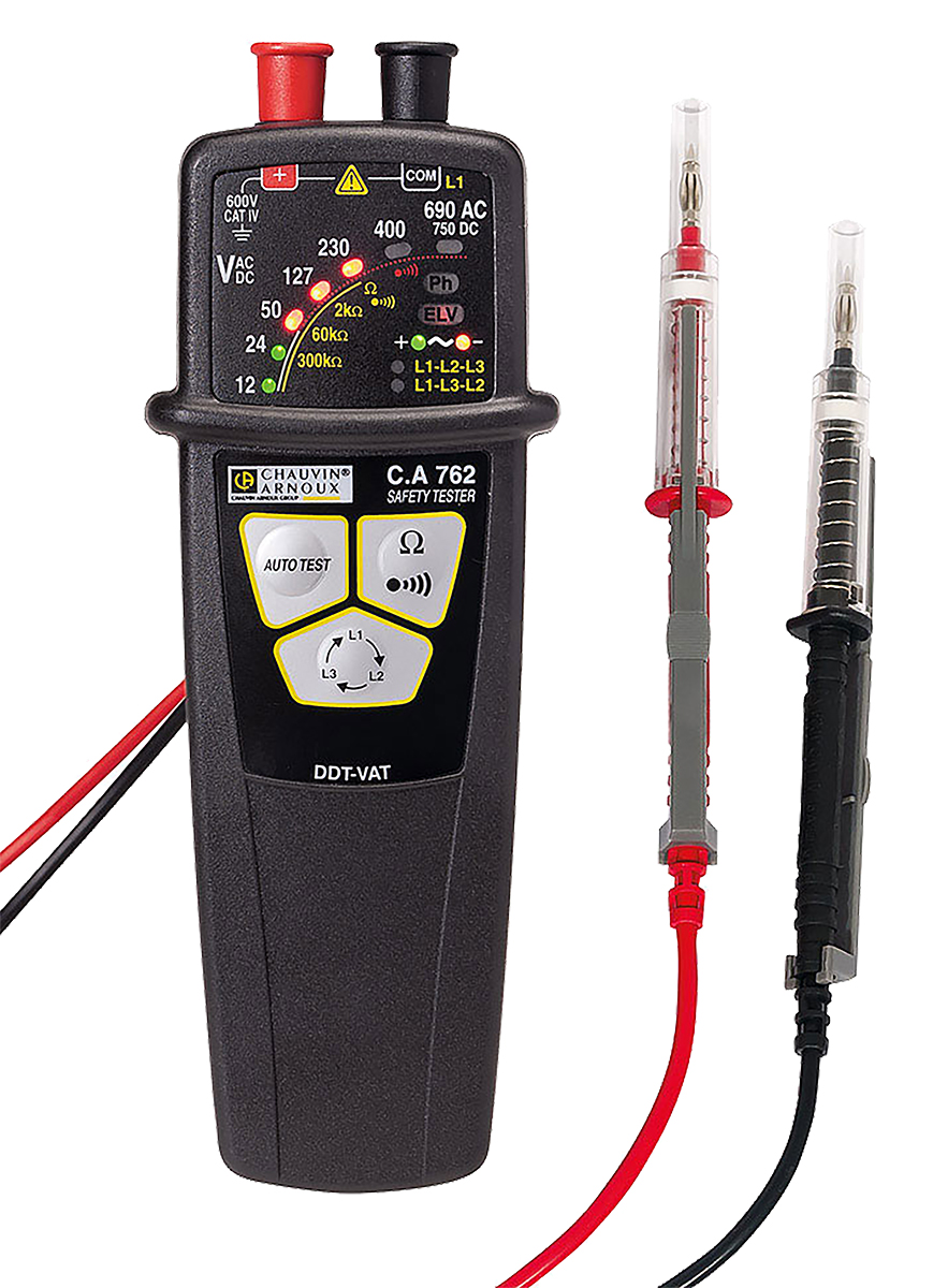 Chauvin Arnoux CA 762, LED Voltage tester, 690 V ac, 750V dc, Continuity Check, Battery Powered, CAT IV With RS