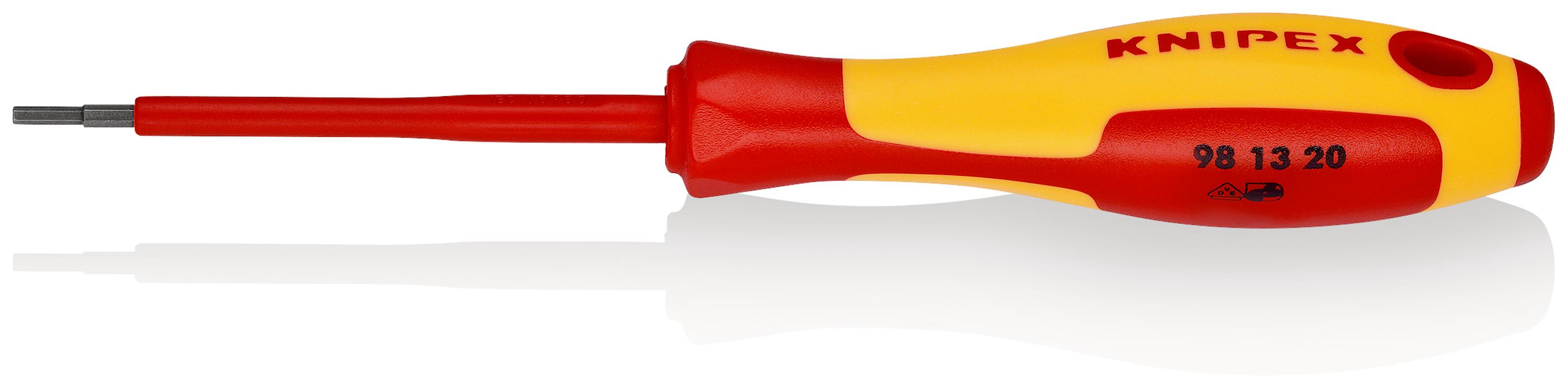 Knipex Hexagon Insulated Screwdriver, 2 mm Tip, 75 mm Blade, VDE/1000V, 175 mm Overall