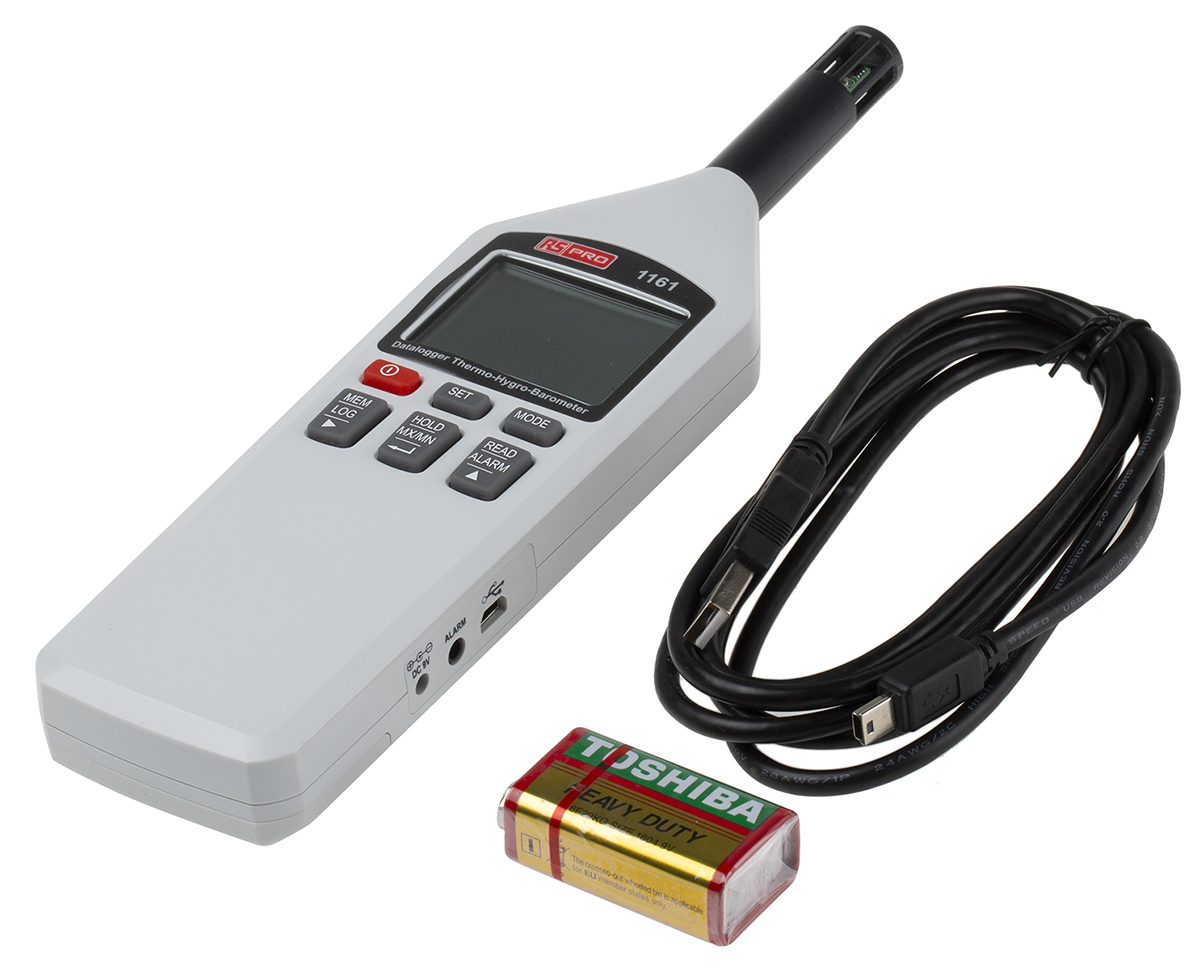 RS PRO Handheld Hygrometer, ±3 %RH Accuracy, +100 °C, +212°F Max, 100%RH Max, RS Calibration