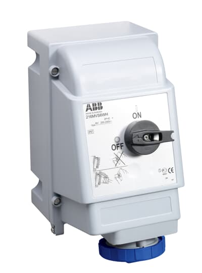Amphenol Industrial Vertical Switchable IP67, IP69 Industrial Interlock Socket 2P+E, Earthing Position 6h, 16A, 250 V