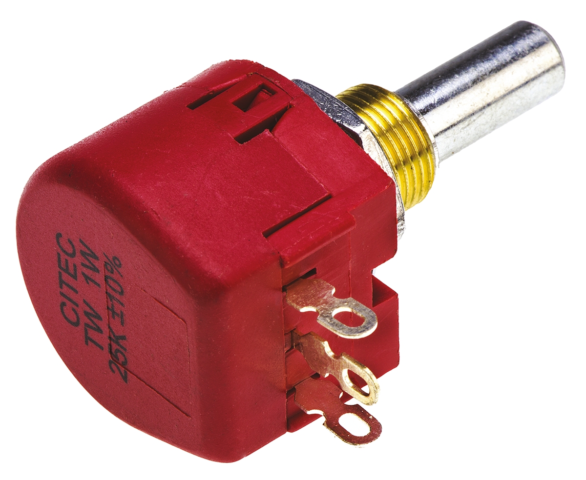 TE Connectivity TW 25kΩ Rotary Potentiometer 1-Gang Panel Mount, TW1253KA