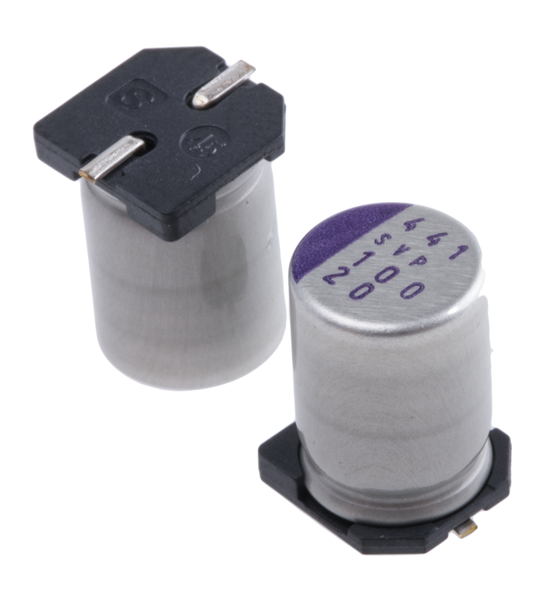 Panasonic 100μF Surface Mount Polymer Capacitor, 20V dc