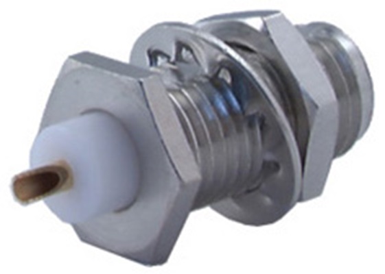 Huber+Suhner 22_SMA Series Socket Bulkhead Circular Coaxial Connector, Solder Cup Termination, Straight Body